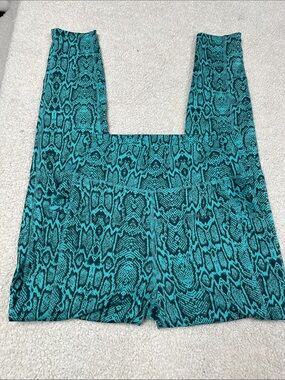 Pop Fit Snake Skin Print High Waisted Leggings, Turquoise &Gray, L. EUC!